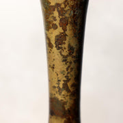 Japanese Vintage Bronze Vase Octagonal Ikebana Flower Rustic Patina BV7067