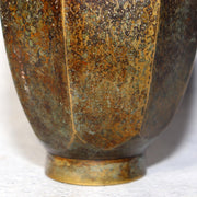 Japanese Vintage Bronze Vase Octagonal Ikebana Flower Rustic Patina BV70617