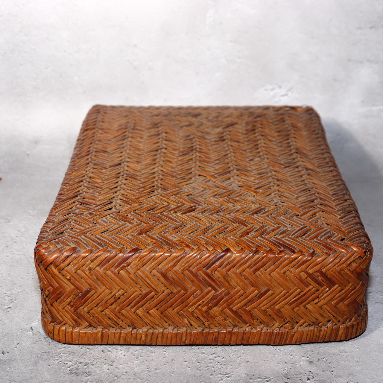 Japanese Vintage Bamboo Basket Box Lidded Storage Organizer Woven Rustic BVO691