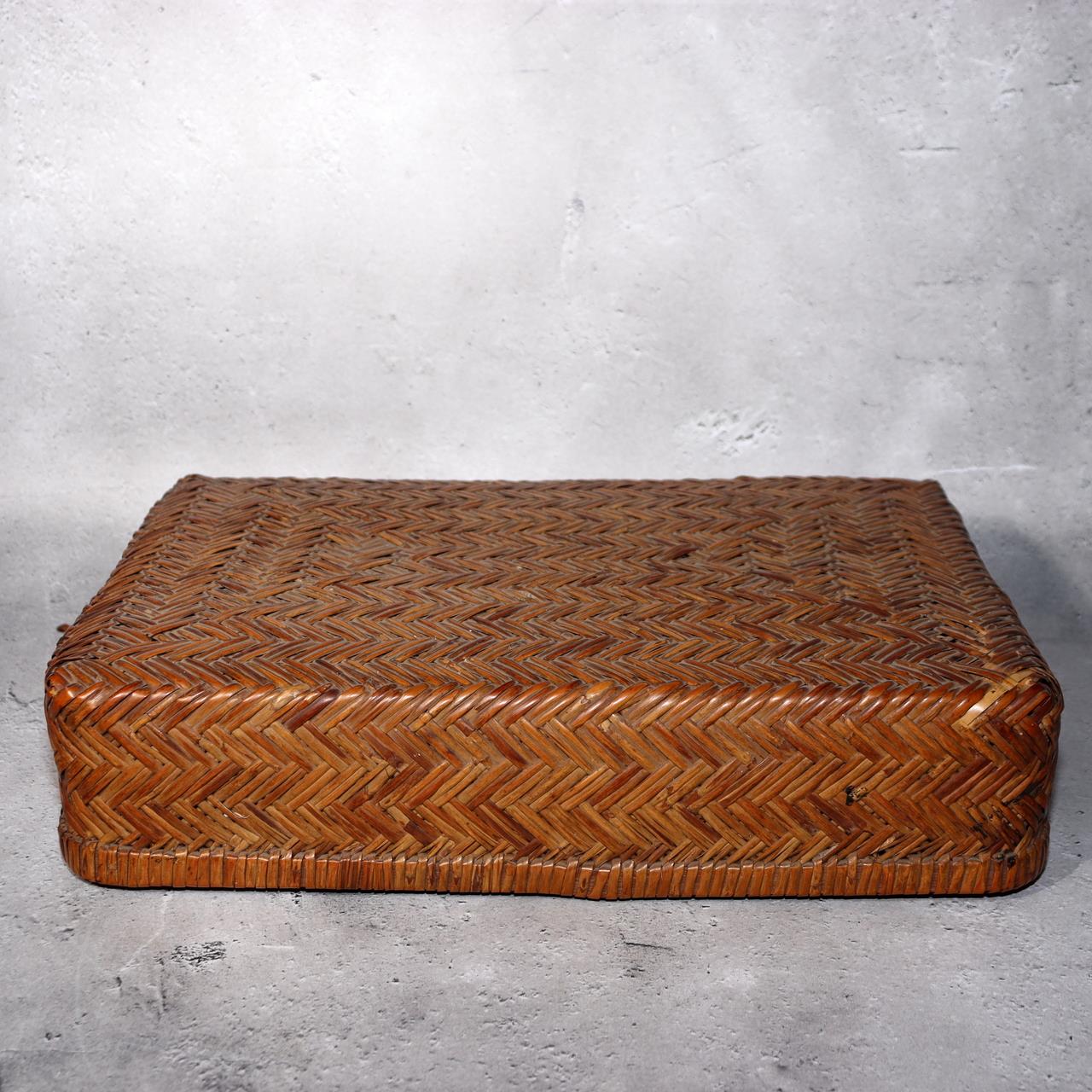 Japanese Vintage Bamboo Basket Box Lidded Storage Organizer Woven Rustic BVO692