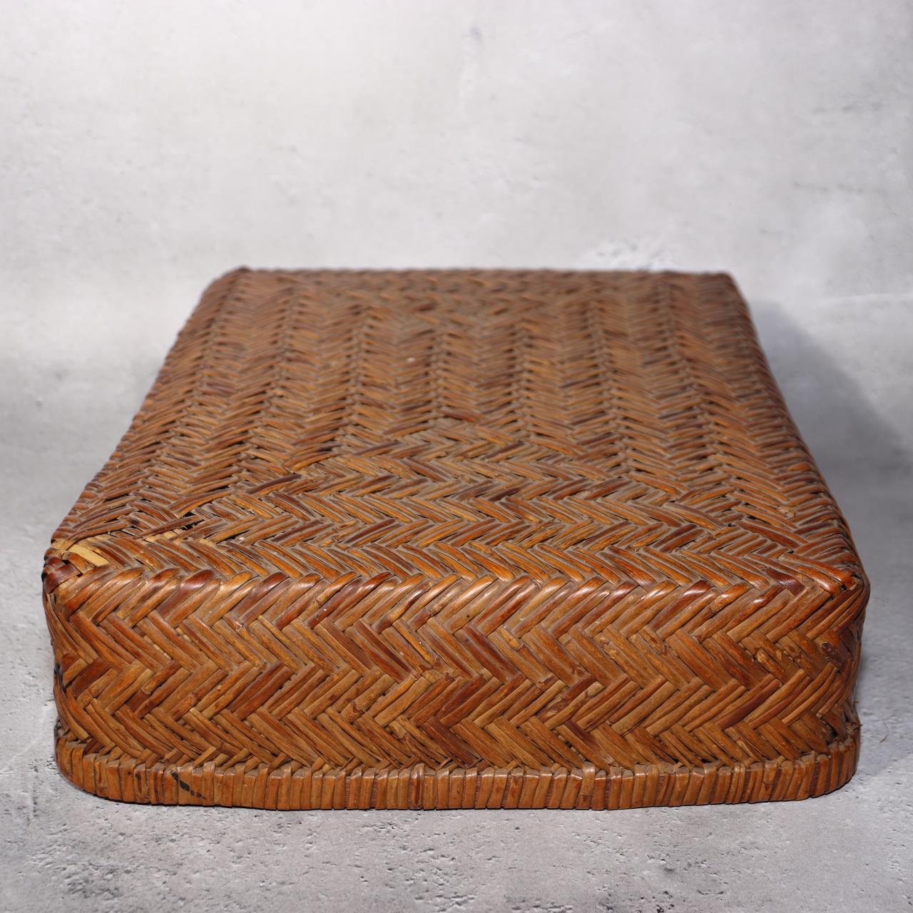 Japanese Vintage Bamboo Basket Box Lidded Storage Organizer Woven Rustic BVO693