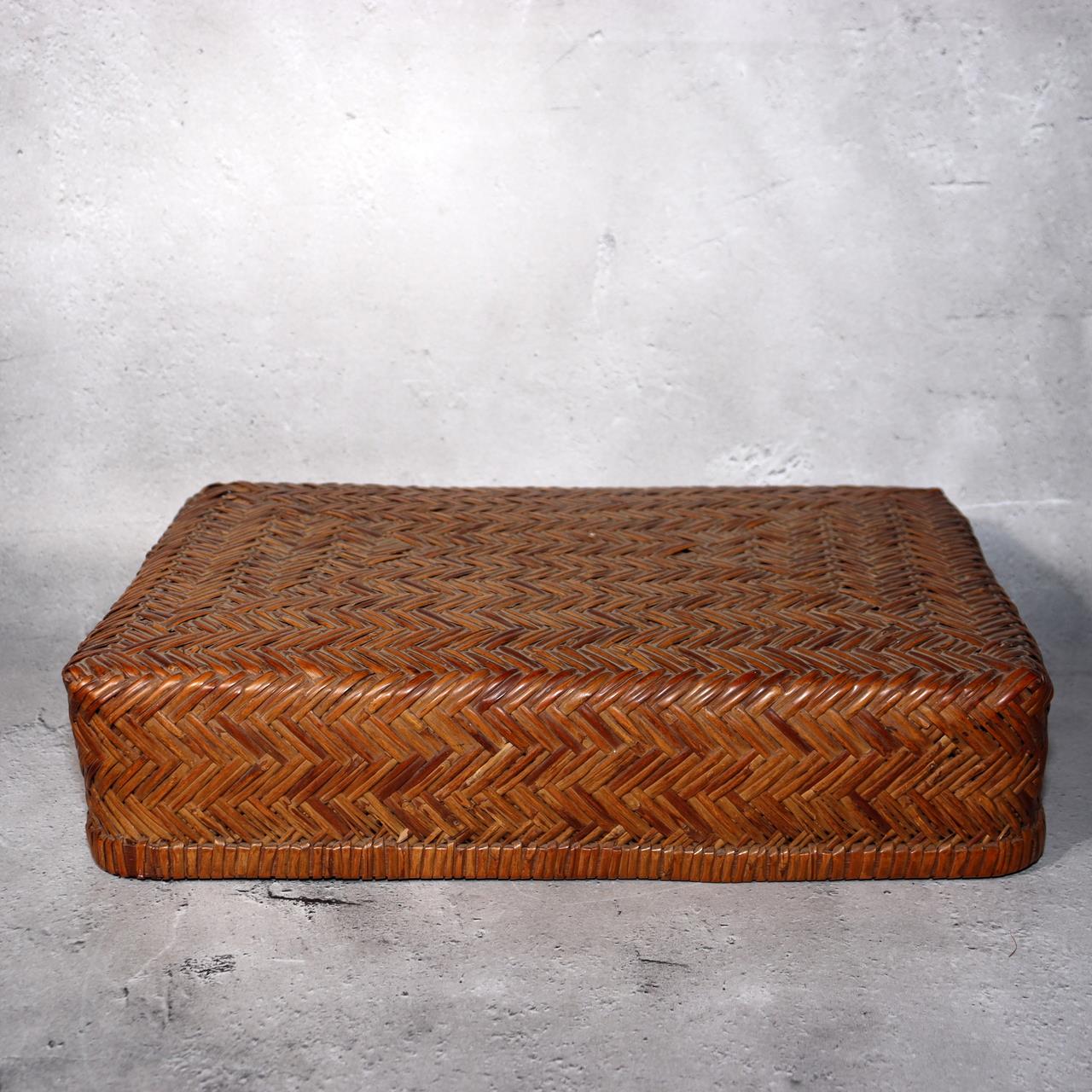 Japanese Vintage Bamboo Basket Box Lidded Storage Organizer Woven Rustic BVO694