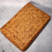 Japanese Vintage Bamboo Basket Box Lidded Storage Organizer Woven Rustic BVO6912
