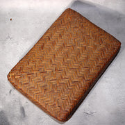 Japanese Vintage Bamboo Basket Box Lidded Storage Organizer Woven Rustic BVO6913