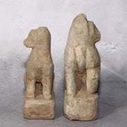 Japanese Antique Stone Fox Statue Pair Kitsune Inari Shinto Shrine Garden Decor1