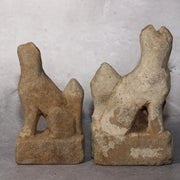 Japanese Antique Stone Fox Statue Pair Kitsune Inari Shinto Shrine Garden Decor2