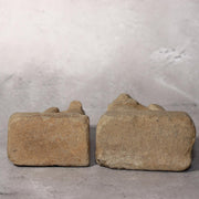 Japanese Antique Stone Fox Statue Pair Kitsune Inari Shinto Shrine Garden Decor4