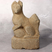 Japanese Antique Stone Fox Statue Pair Kitsune Inari Shinto Shrine Garden Decor10