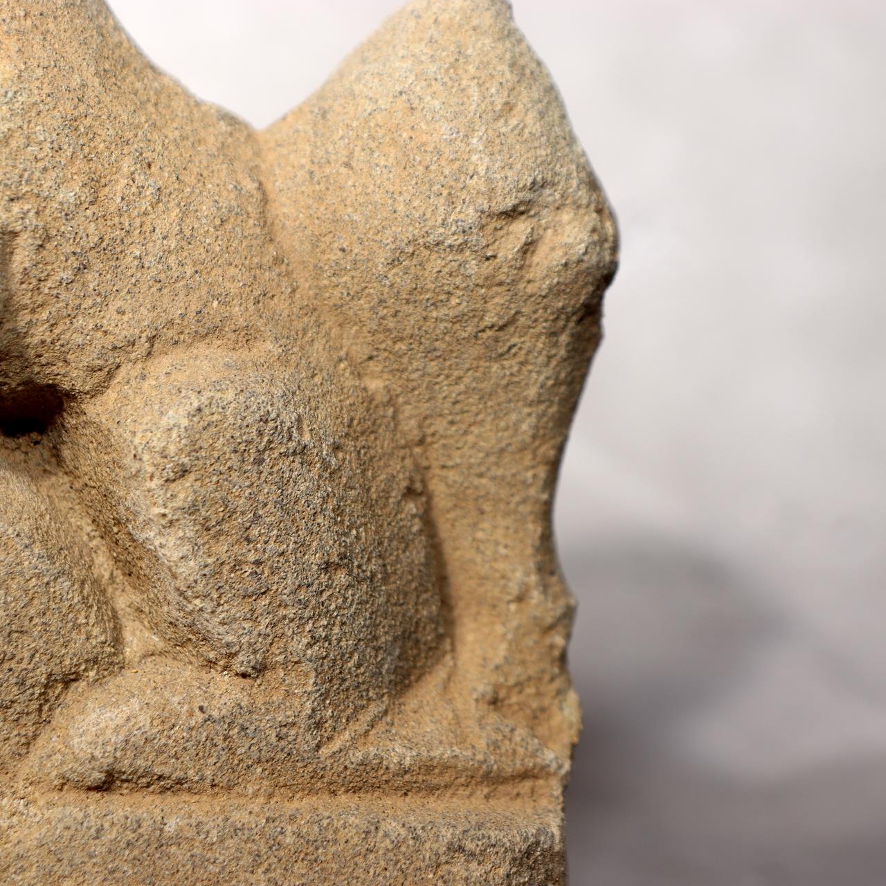 Japanese Antique Stone Fox Statue Pair Kitsune Inari Shinto Shrine Garden Decor13