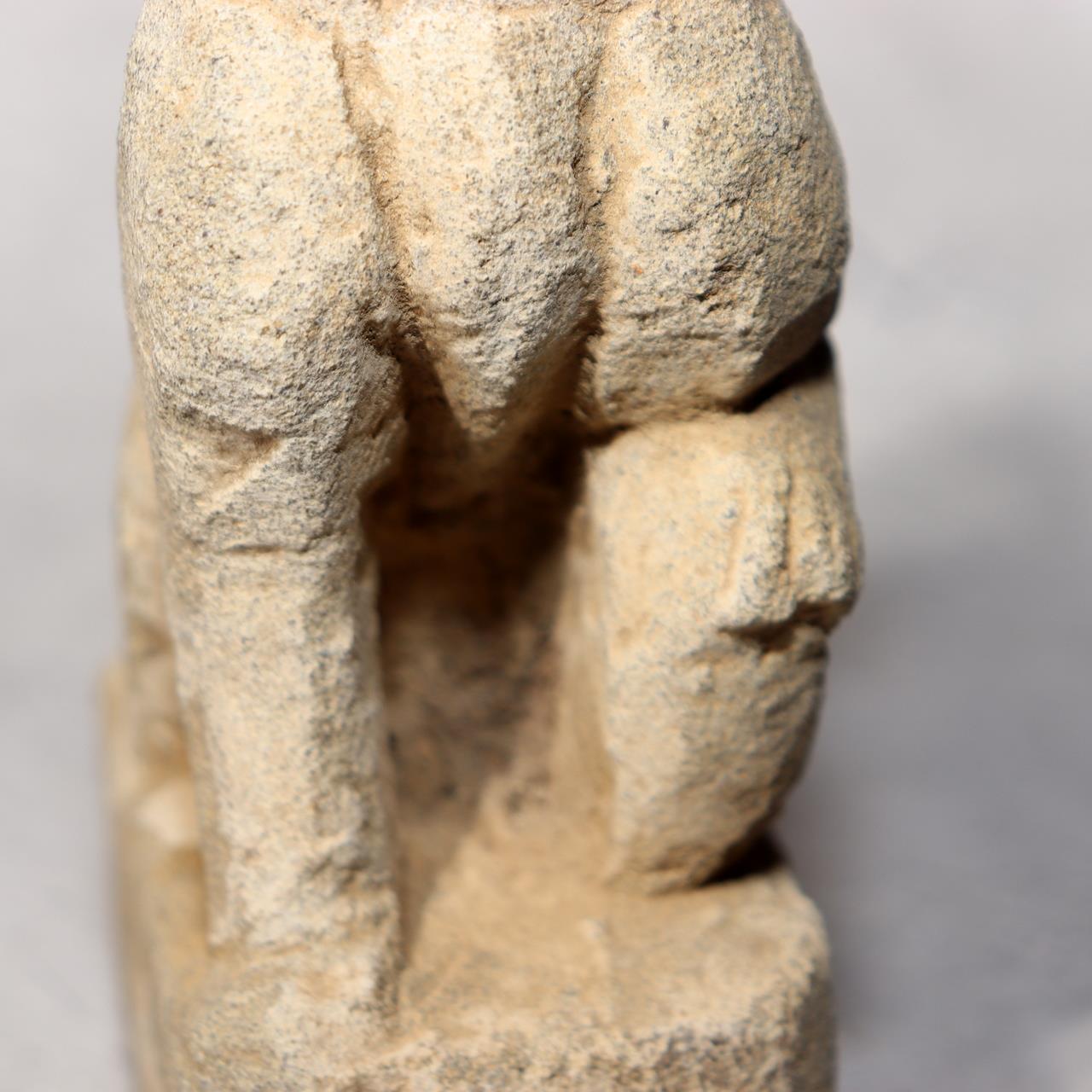 Japanese Antique Stone Fox Statue Pair Kitsune Inari Shinto Shrine Garden Decor15