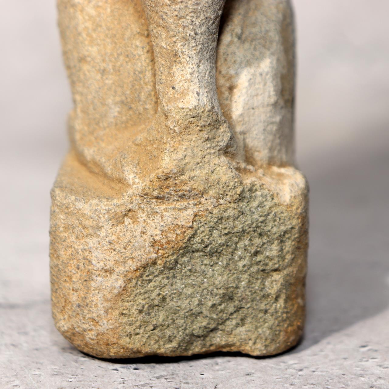 Japanese Antique Stone Fox Statue Pair Kitsune Inari Shinto Shrine Garden Decor20