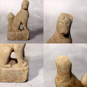 Japanese Antique Stone Fox Statue Pair Kitsune Inari Shinto Shrine Garden Decor8