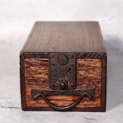 Japanese Antique Wooden Box Drawer Iron Hardware Storage Meiji Era WBX3391