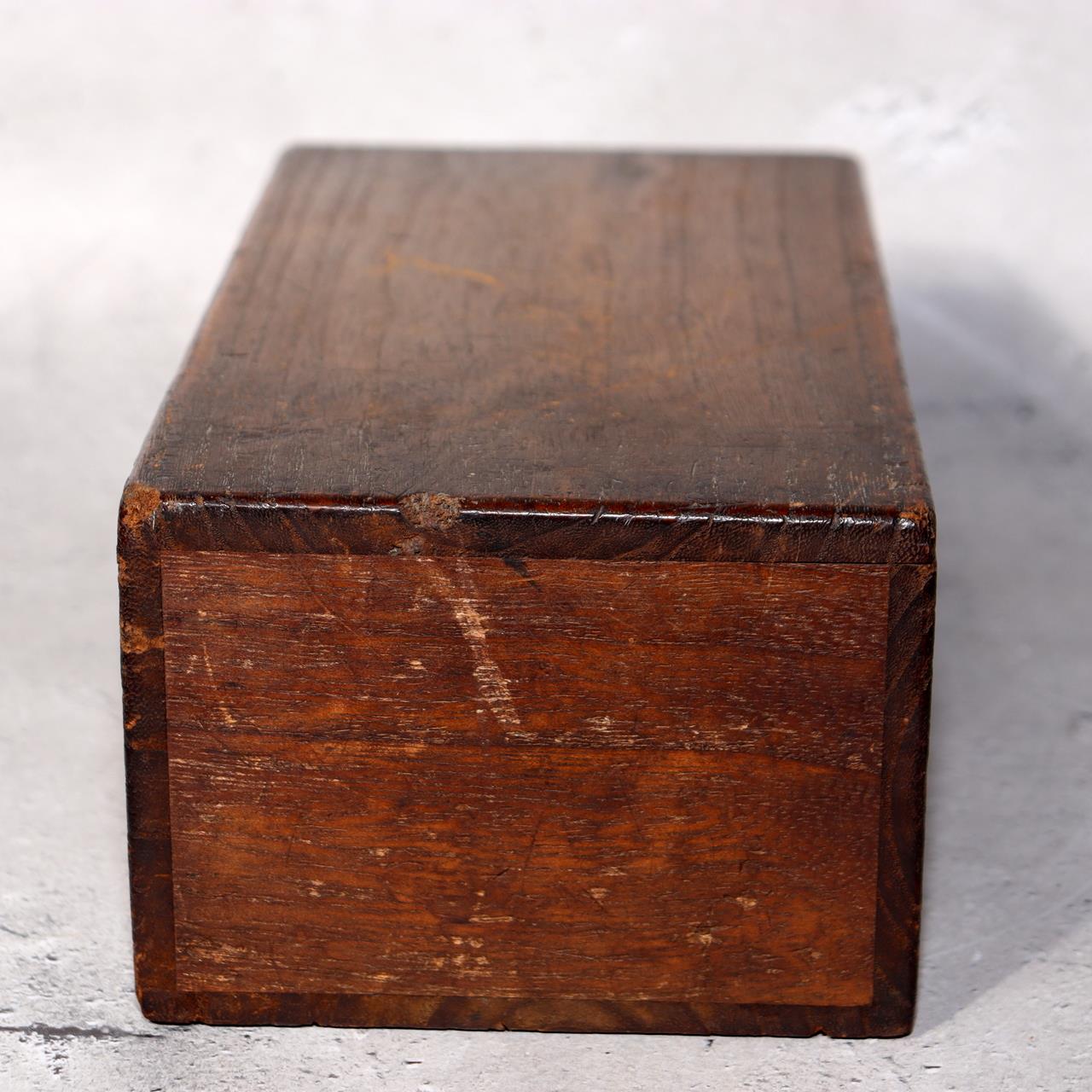 Japanese Antique Wooden Box Drawer Iron Hardware Storage Meiji Era WBX3393