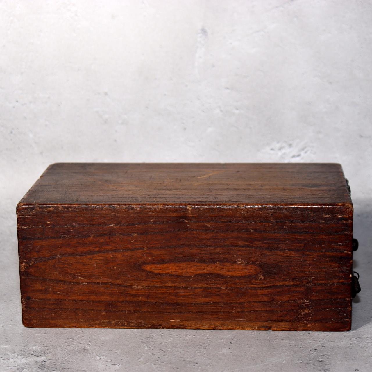 Japanese Antique Wooden Box Drawer Iron Hardware Storage Meiji Era WBX3394