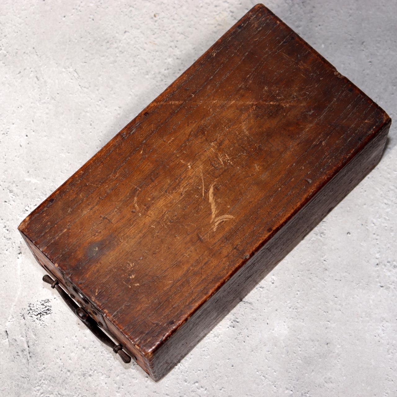 Japanese Antique Wooden Box Drawer Iron Hardware Storage Meiji Era WBX3395