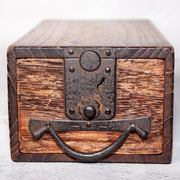 Japanese Antique Wooden Box Drawer Iron Hardware Storage Meiji Era WBX3397