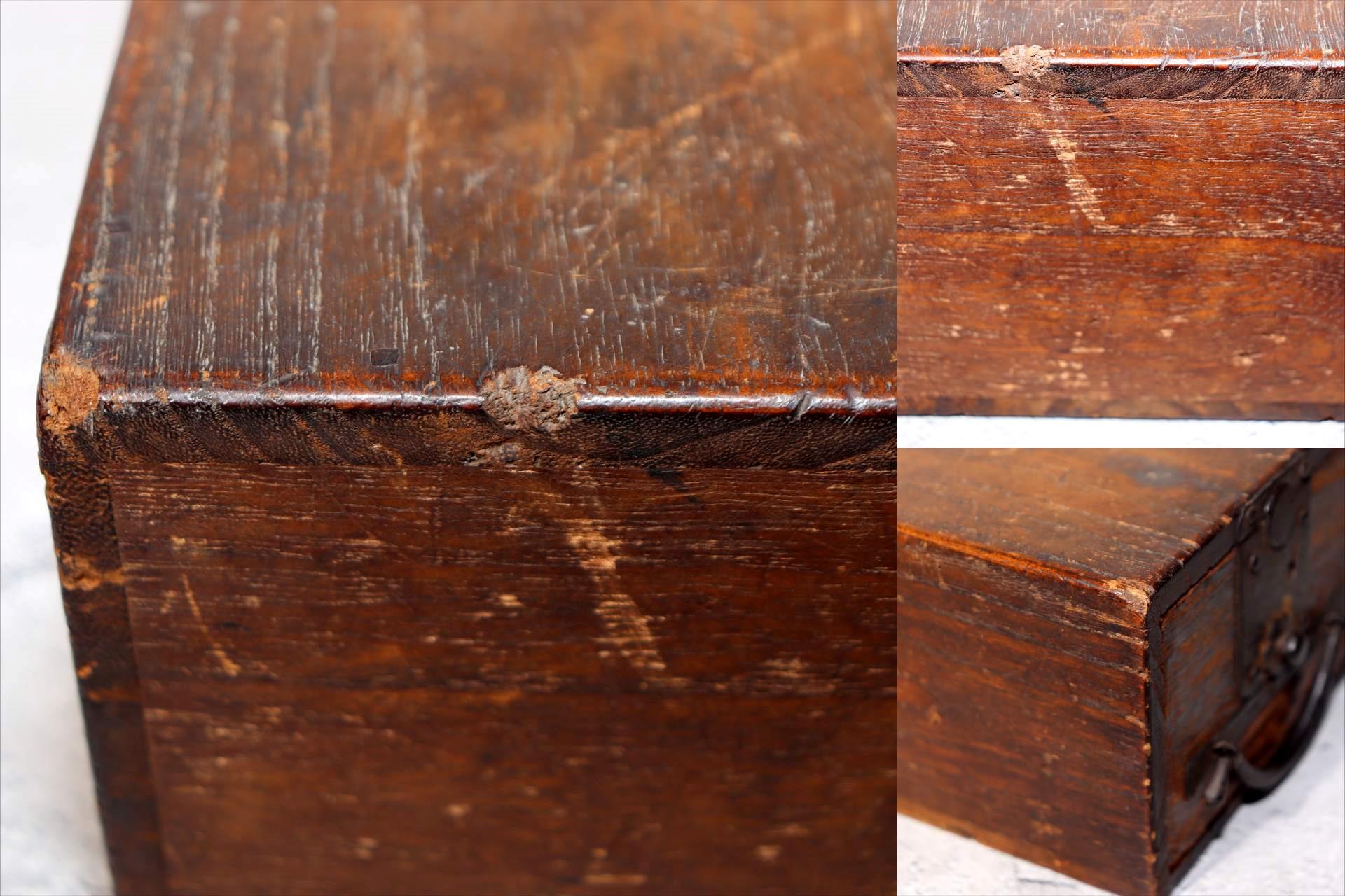 Japanese Antique Wooden Box Drawer Iron Hardware Storage Meiji Era WBX3399