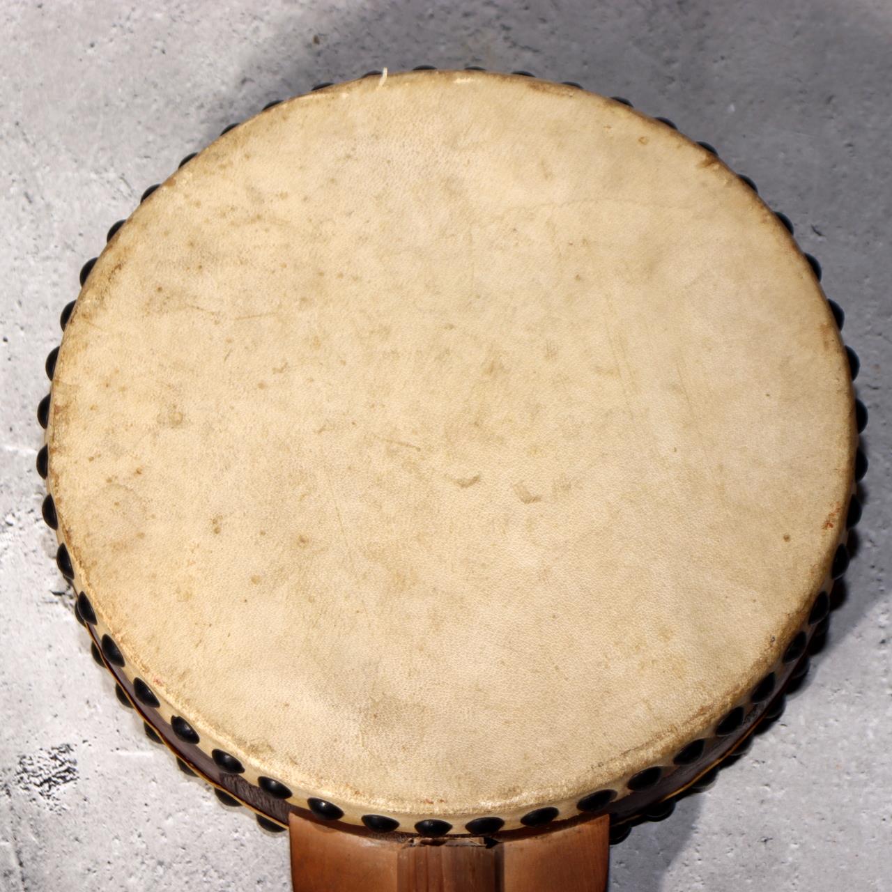 Japanese Vintage Taiko Drum Handheld Double Sided Wooden Folk Instrument WD332