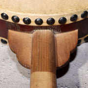 Japanese Vintage Taiko Drum Handheld Double Sided Wooden Folk Instrument WD334