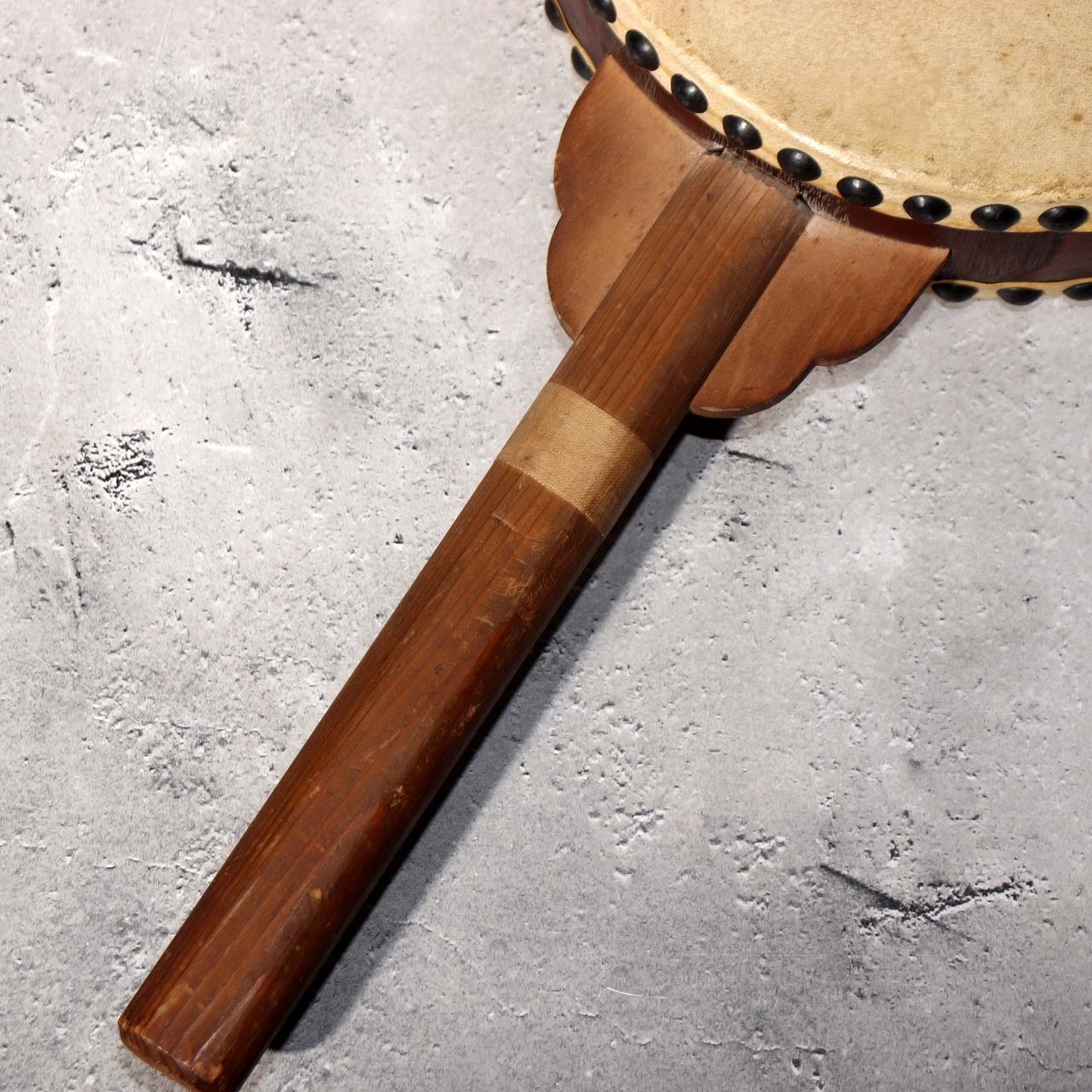 Japanese Vintage Taiko Drum Handheld Double Sided Wooden Folk Instrument WD335