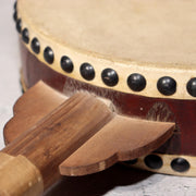 Japanese Vintage Taiko Drum Handheld Double Sided Wooden Folk Instrument WD337