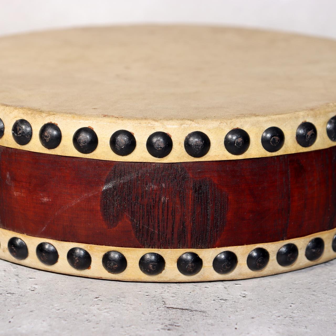 Japanese Vintage Taiko Drum Handheld Double Sided Wooden Folk Instrument WD3310