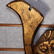 Japanese Antique wooden Samurai Kabuto Signboard Kanban Beer company WO4994