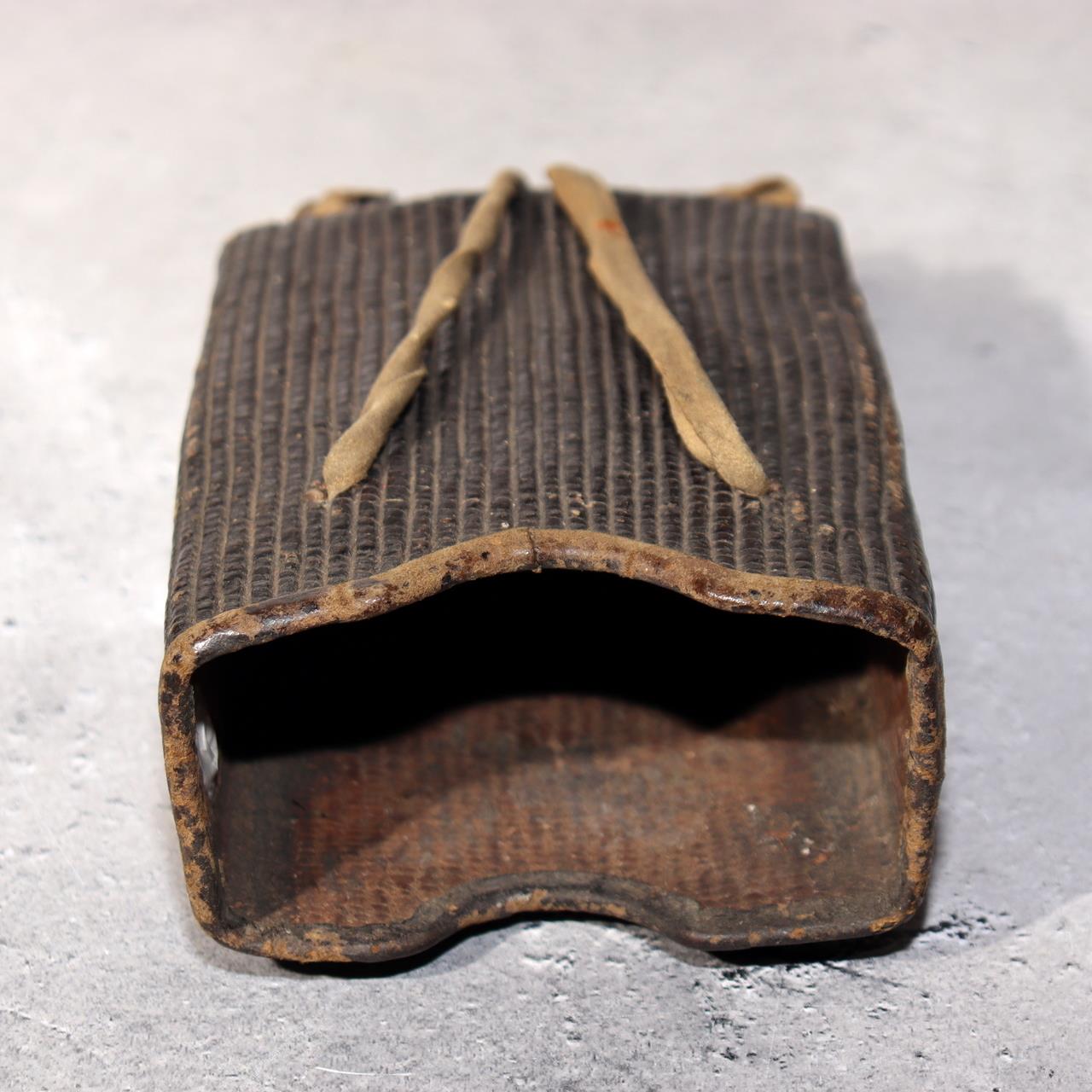 Japanese Antique Tobacco Case Tabako-ire Koyori Woven Paper Lacquer Pouch Meiji20