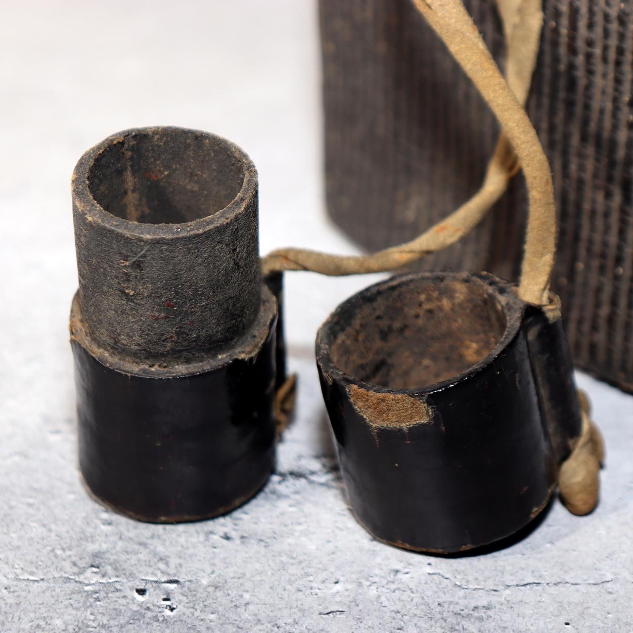 Japanese Antique Tobacco Case Tabako-ire Koyori Woven Paper Lacquer Pouch Meiji21