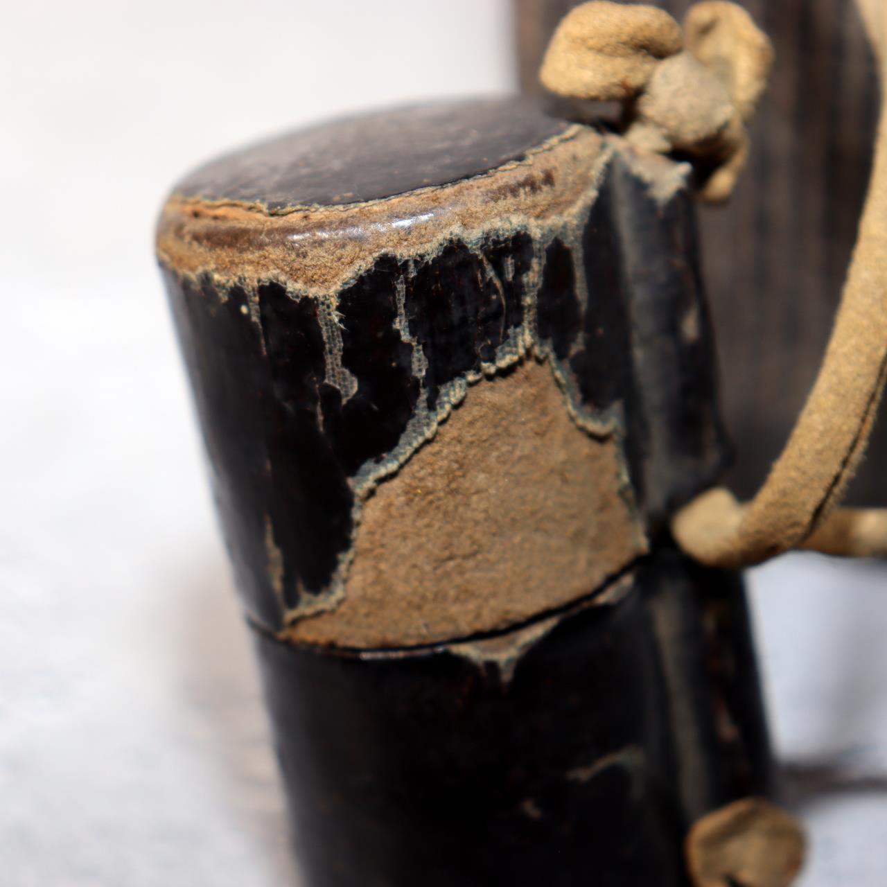 Japanese Antique Tobacco Case Tabako-ire Koyori Woven Paper Lacquer Pouch Meiji23