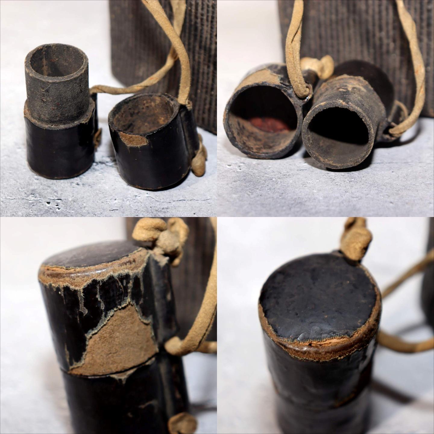 Japanese Antique Tobacco Case Tabako-ire Koyori Woven Paper Lacquer Pouch Meiji8