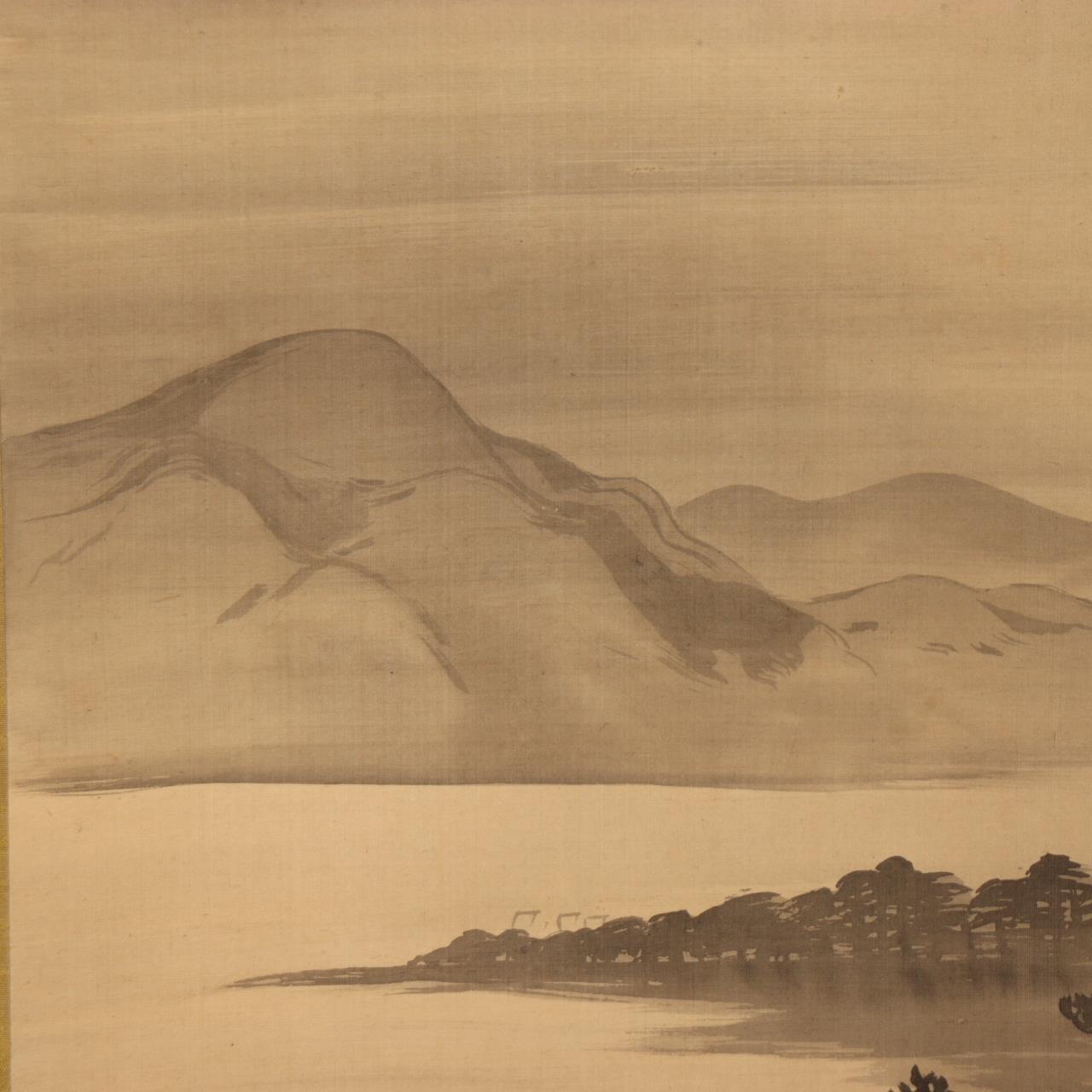 Japanese Antique Hanging Scroll Kakejiku Mt Fuji Landscape Silk Art Taisho 19223