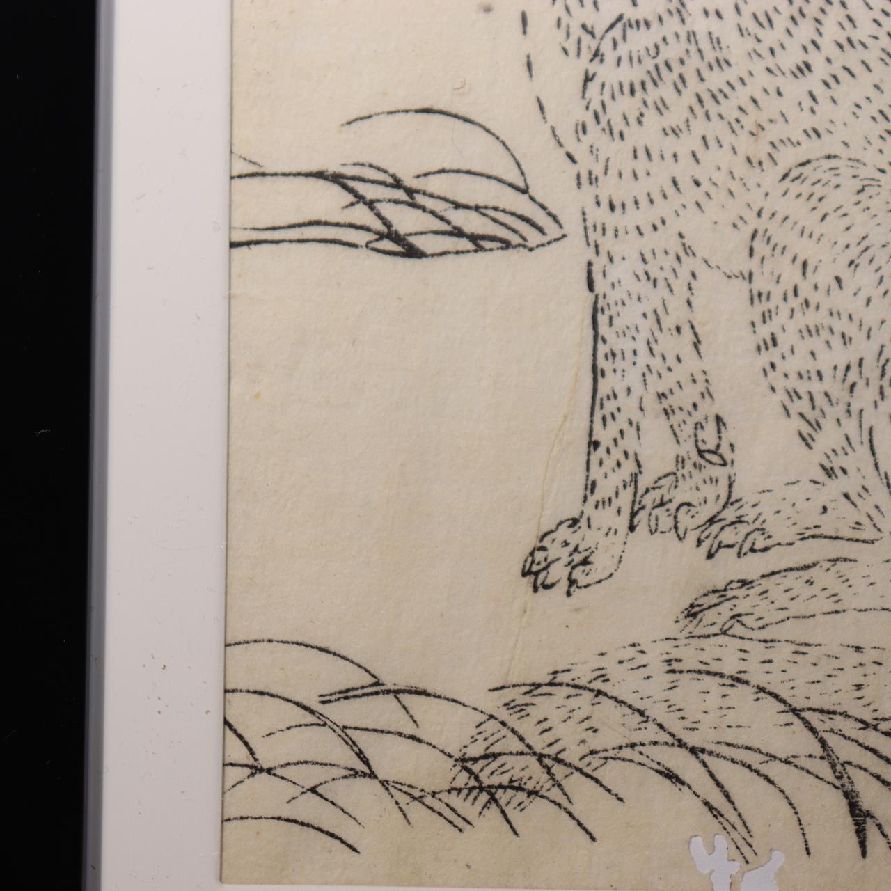 Japanese Antique Woodblock Print Fox Kitsune Tachibana Morikuni 1736 Edo8