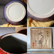 Japanese Porcelain Mizusashi Water Jar Peacock Glaze Matsuyama Masahide BoxPV2923