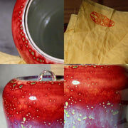 Japanese Porcelain Mizusashi Water Jar Peacock Glaze Matsuyama Masahide BoxPV2925