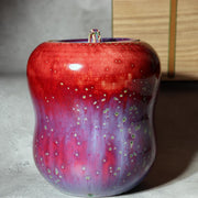 Japanese Porcelain Mizusashi Water Jar Peacock Glaze Matsuyama Masahide BoxPV2921