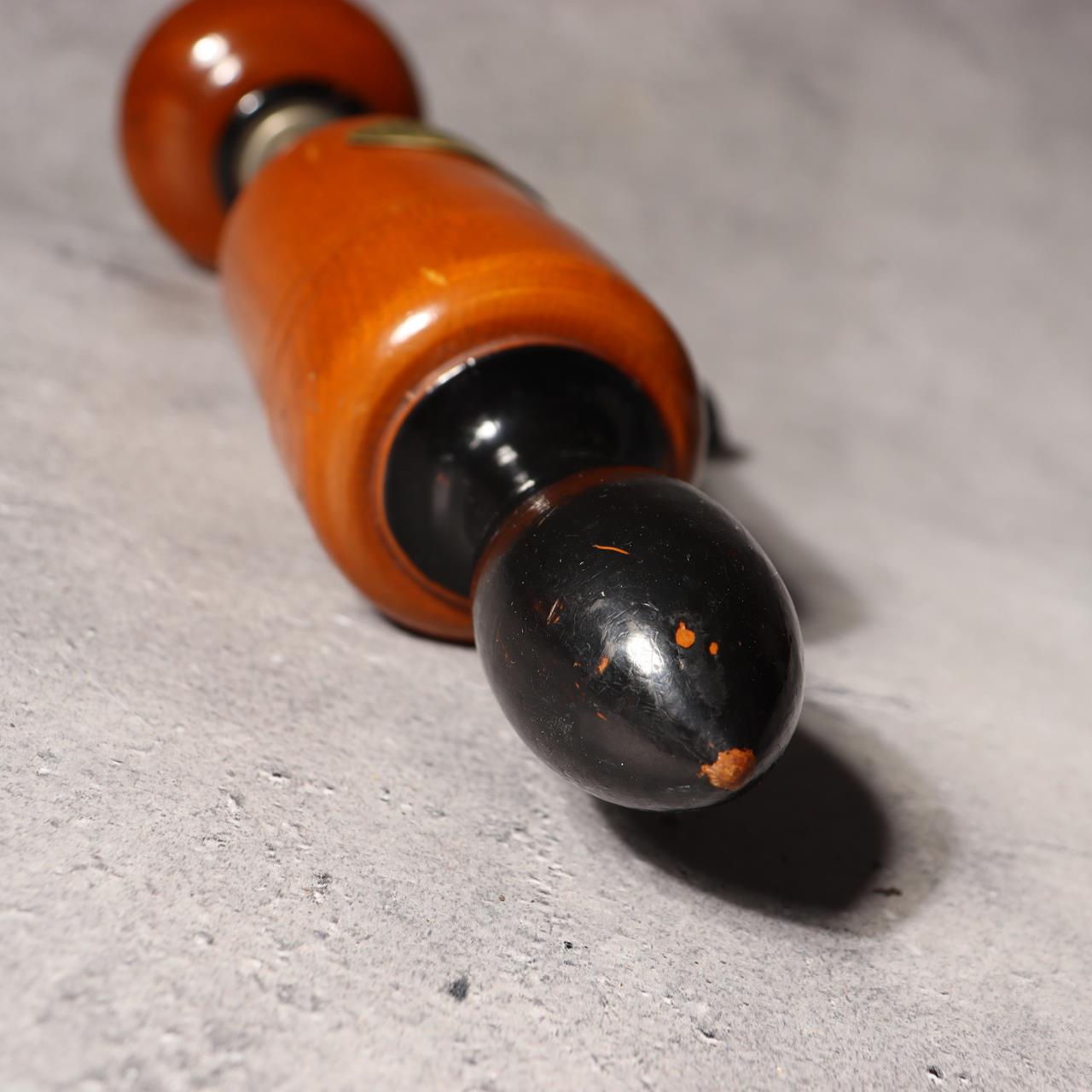 Japanese Vintage Wooden Hand Crank Tool Manual Massager Showa Era Craft VG4177