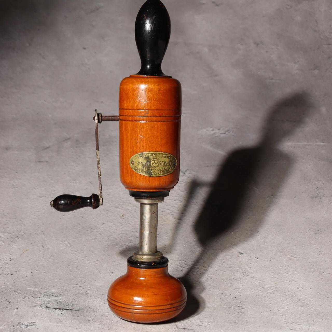 Japanese Vintage Wooden Hand Crank Tool Manual Massager Showa Era Craft VG4170