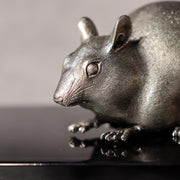 SANO HIROYUKI Japanese Bronze Mouse Figurine Sculpture signed w / Box BOS98510