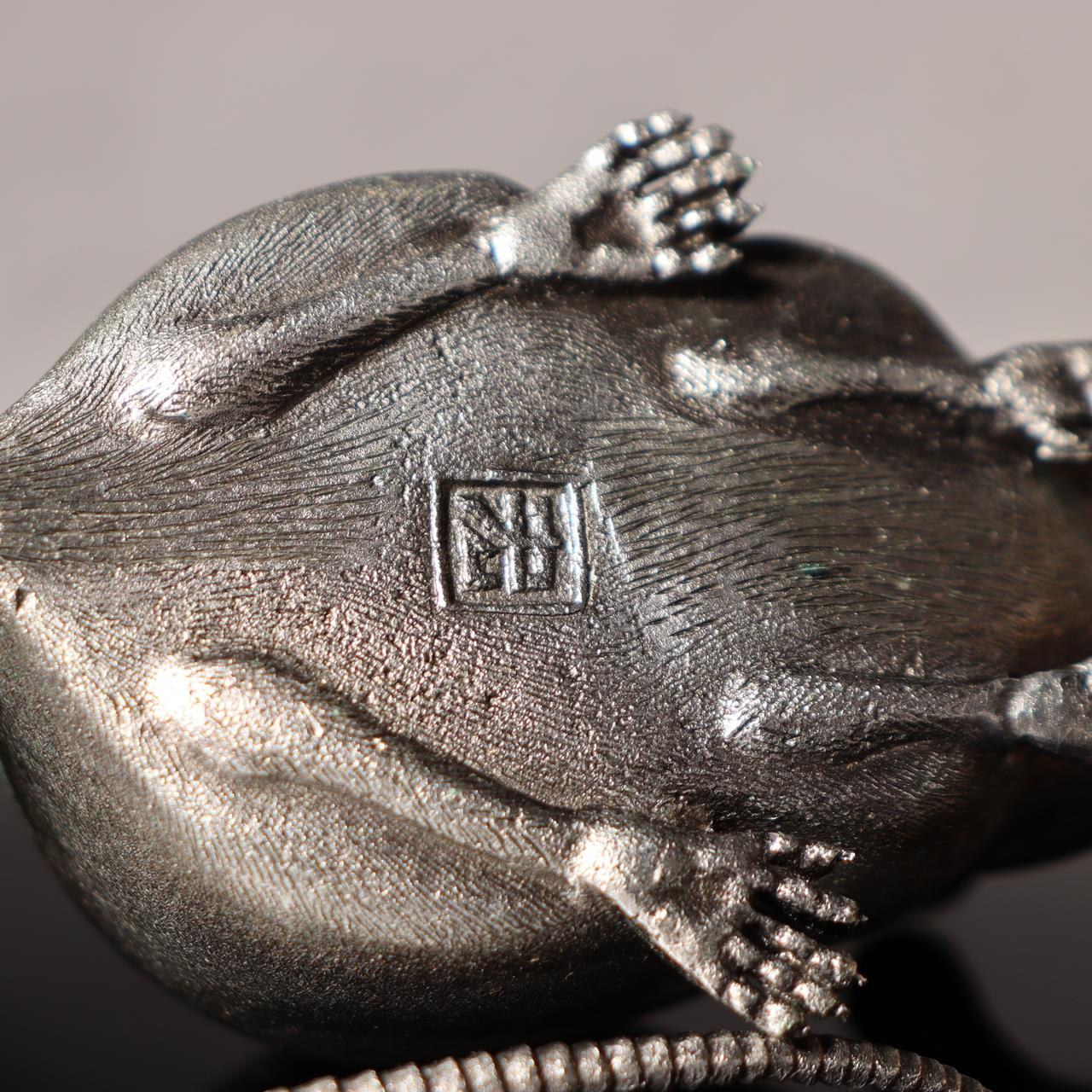 SANO HIROYUKI Japanese Bronze Mouse Figurine Sculpture signed w / Box BOS9858