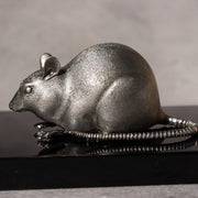 SANO HIROYUKI Japanese Bronze Mouse Figurine Sculpture signed w / Box BOS9852