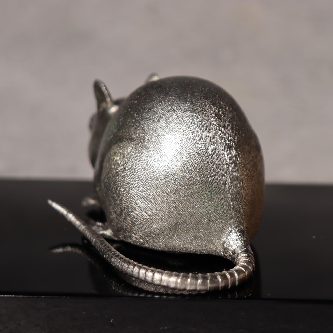 SANO HIROYUKI Japanese Bronze Mouse Figurine Sculpture signed w / Box BOS98511