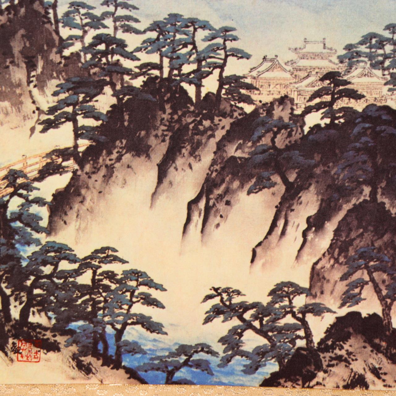 Vintage Japanese Kakejiku Hanging Scroll Yokoyama Taikan Mt Fuji Silk Print4