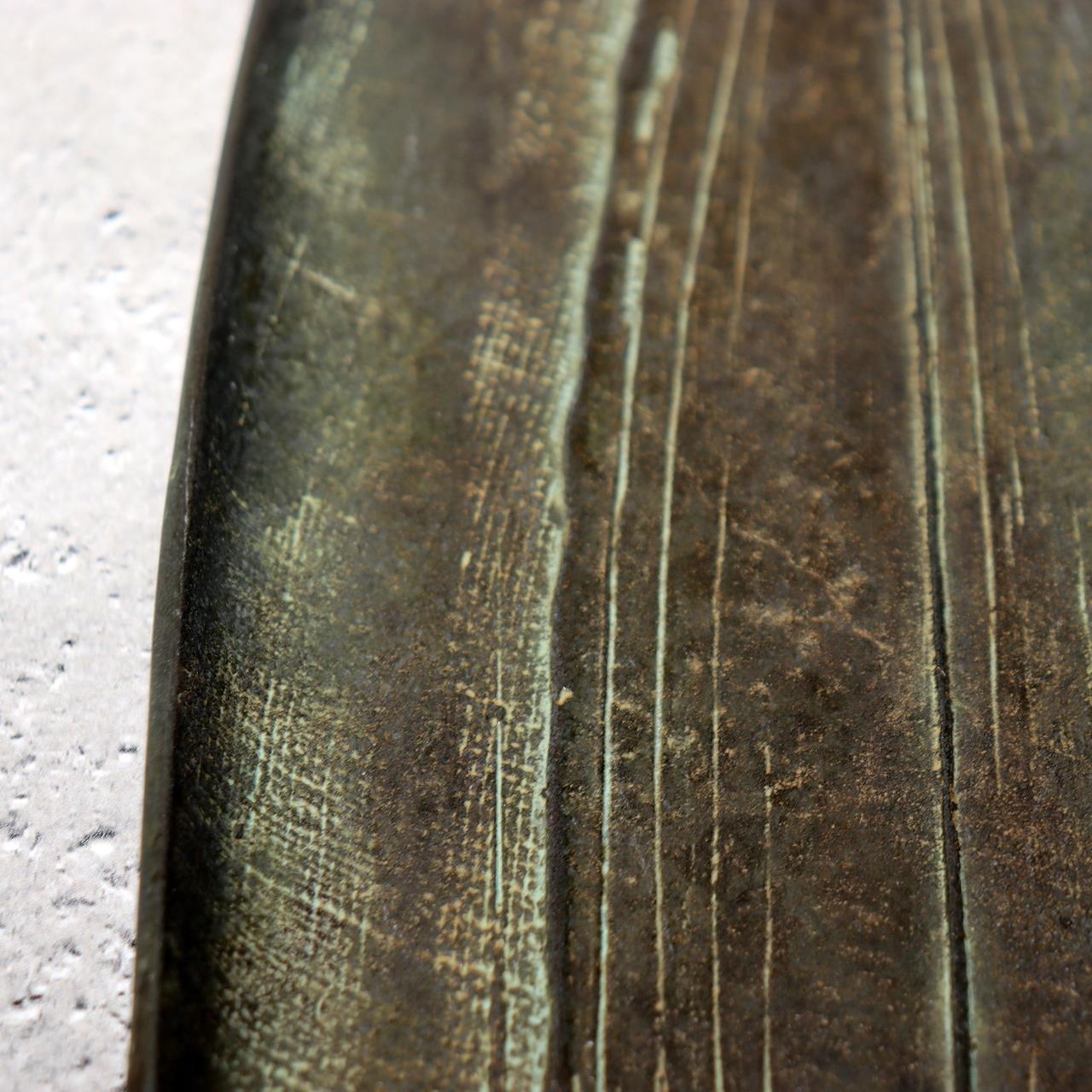 Japanese Bronze Tray Bamboo Leaf Masashi Natorigawa Takaoka Copper Box BOS98710