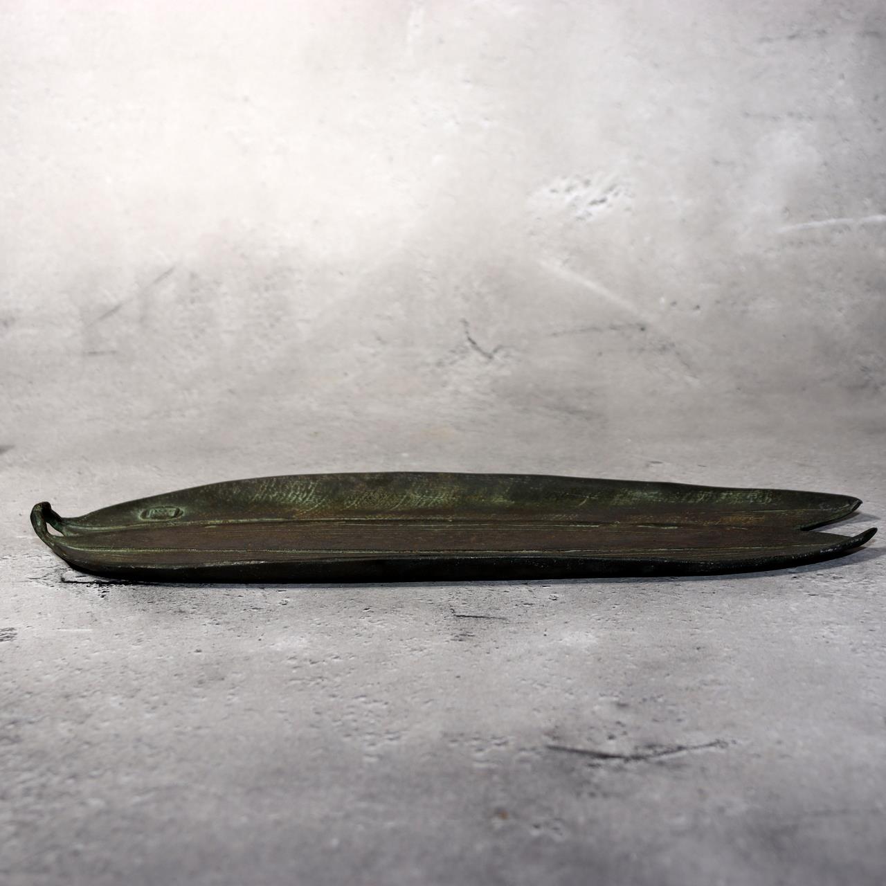 Japanese Bronze Tray Bamboo Leaf Masashi Natorigawa Takaoka Copper Box BOS98714