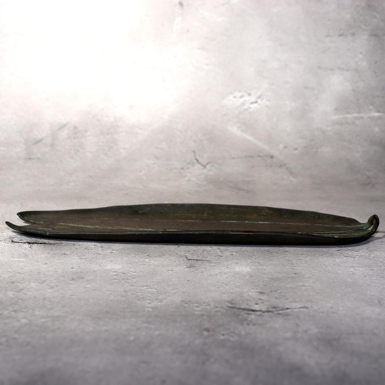 Japanese Bronze Tray Bamboo Leaf Masashi Natorigawa Takaoka Copper Box BOS98716