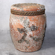 Japanese Antique Takotsubo Octopus Pot Barnacle Rope Kanji Wabi Sabi Vase PV2940