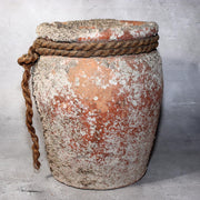 Japanese Antique Takotsubo Octopus Pot Barnacle Rope Kanji Wabi Sabi Vase PV2942