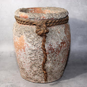 Japanese Antique Takotsubo Octopus Pot Barnacle Rope Kanji Wabi Sabi Vase PV2947